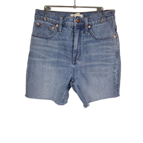 Madewell Pants - Madewell Women's High-Rise Denim Mid-Length Shorts Raw Hem Cut Off Sz 25